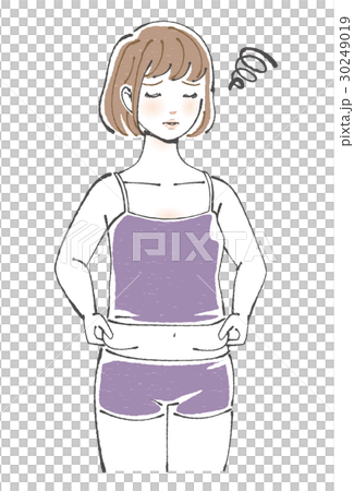 体の肉をつまむ女性　ボブヘア 30249019