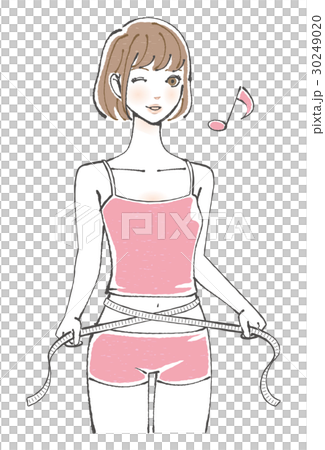 ウエストを測る女性　ボブヘア 30249020