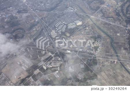 千葉県船橋市の北総線小室駅、国道16号線周辺を上空から見る 30249264