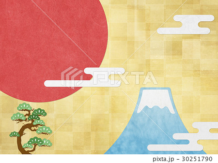 和紙の風合いを感じるイラスト(日の丸、松、富士山) 和紙の風合いを感じるイラスト(日の丸、松、富士山) 30251790