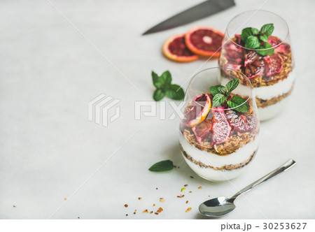 Greek yogurt, granola and blood orange layered Greek yogurt, granola and blood orange layered 30253627