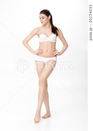 beautiful young brunette woman with perfect sporty 30254035