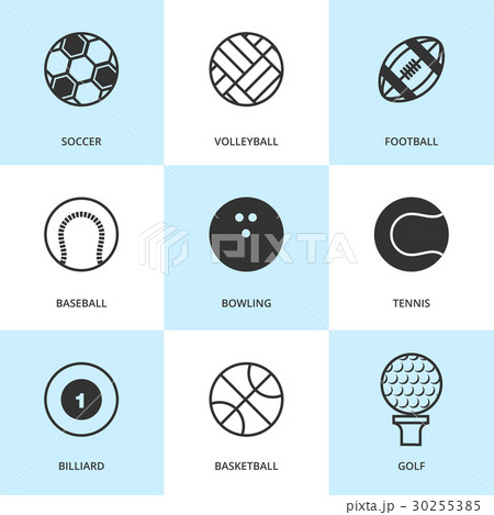 Set of black sports icons. 30255385