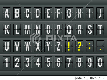 Airport arrival table alphabet with characters. Airport arrival table alphabet with characters. 30255405