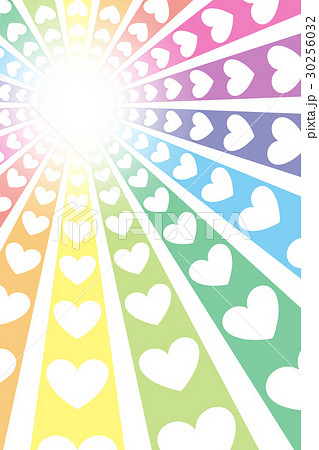 背景素材 集中線 放射 ハート模様 虹 レインボー かわいい 広告 ポスター 宣伝 パーティー 光線のイラスト素材