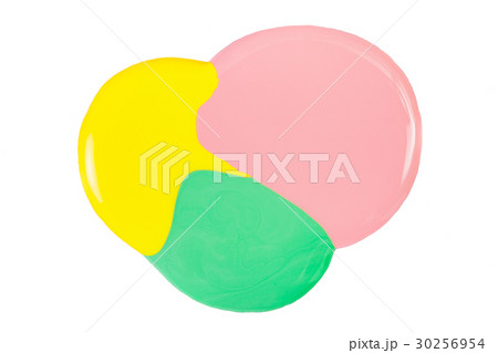 Blot of yellow, pink and green nail polish Blot of yellow, pink and green nail polish 30256954