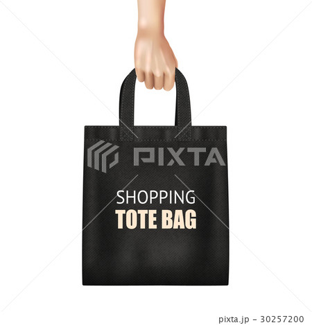Hand Holding Black Shopping Bag Realistic Hand Holding Black Shopping Bag Realistic 30257200