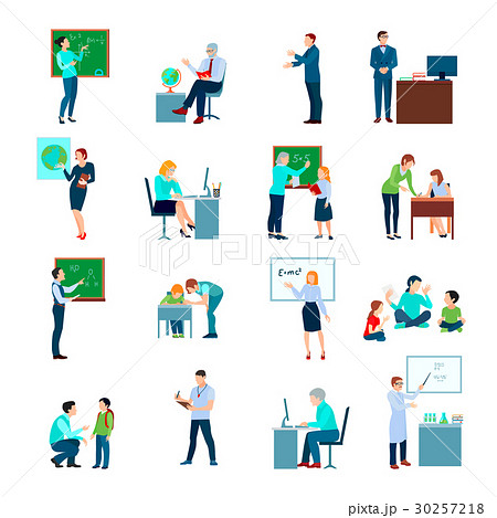 Teacher People Flat Colored Icons Set 30257218