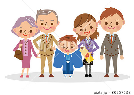 祖父母と七五三　五歳男児　 30257538