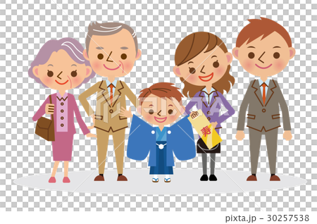 祖父母と七五三　五歳男児　 30257538