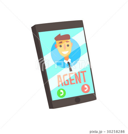 Smartphone with agent male avatar on the screen 30258286