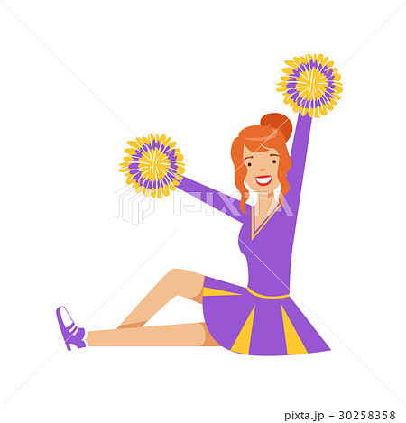 Smiling red haired girl teenager sitting with 30258358