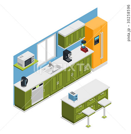 Kitchen Furniture Isometric Composition 30258596