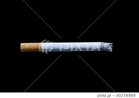 cigarette with ashes isolated on black background 30258969