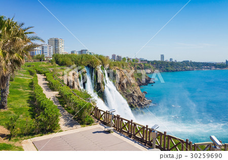 Aerial view of Duden waterfall in Antalya, Turkey 30259690