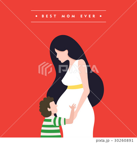 Happy mothers day pregnant mom card illustration 30260891