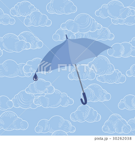 Umbrella, rain, cloudy sky pattern. Fall accessory Umbrella, rain, cloudy sky pattern. Fall accessory 30262038