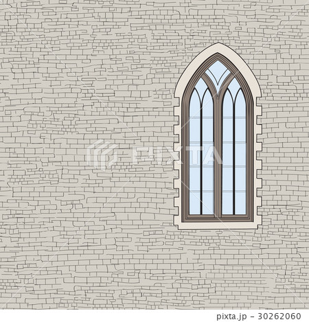 Ancient brick wall background with gothic window Ancient brick wall background with gothic window 30262060