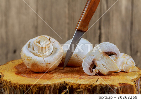 Fresh brown champignon mushrooms top view Fresh brown champignon mushrooms top view 30263269