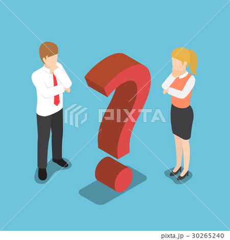 Confused businessman with question mark sign. 30265240