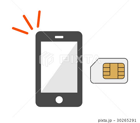 Simフリー携帯とsimカードのイラスト素材