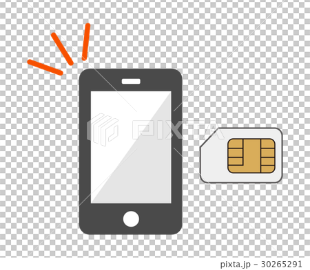 Simフリー携帯とsimカードのイラスト素材
