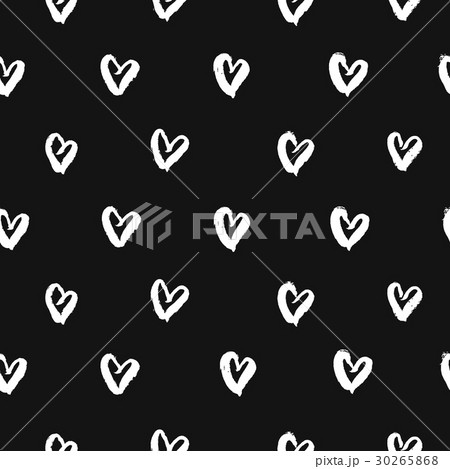Hand drawn ink hearts seamless pattern vector Hand drawn ink hearts seamless pattern vector 30265868
