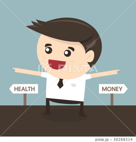 Business man thinking of choice, health and money 30268314
