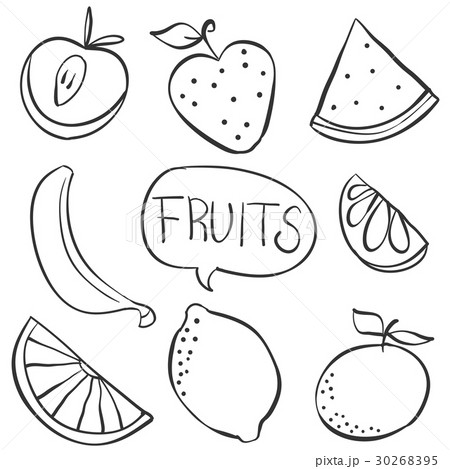 Hand draw fruit various doodles 30268395