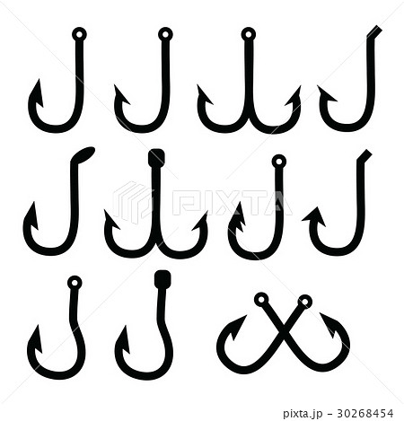 hook set icons, black hook 30268454
