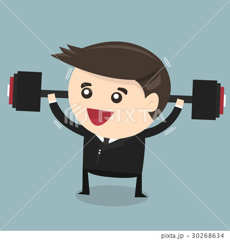 Strong businessman lifting a heavy weight Strong businessman lifting a heavy weight 30268634