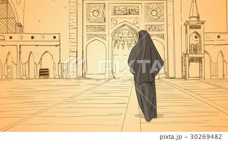 Arab Woman Coming To Mosque Building Muslim 30269482