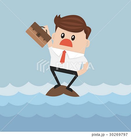 Businessman standing on a rock Businessman standing on a rock 30269797