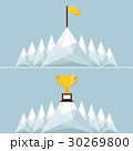 Trophy and Flag on mountain. Vector Illustration. 30269800