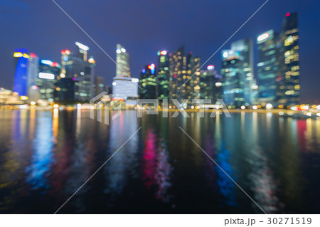 Blurred bokeh city of Singapore light night view Blurred bokeh city of Singapore light night view 30271519