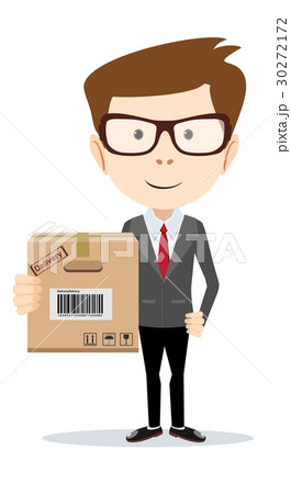 Delivery man holding and carrying a cardbox 30272172