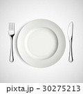 White plate, fork and knife. White plate, fork and knife. 30275213