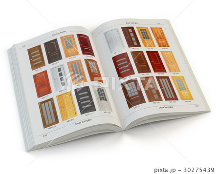 Catalog of wooden doors isolated on white. 30275439