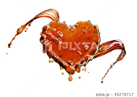 Heart From Cola Splash With Bubbles Isolated Onのイラスト素材