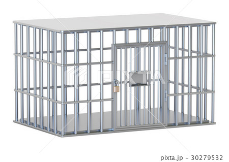 empty steel cage, prison cell. 3D rendering 30279532