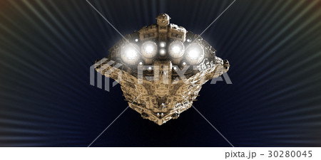 Battle Cruiser Space Ship Approaching Light Speed 30280045