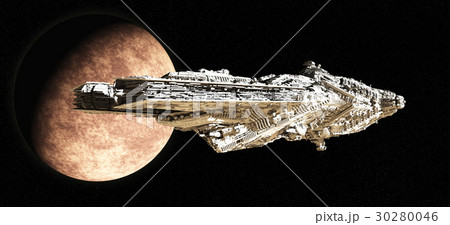 Battle Cruiser Space Ship Leaving Orbit  30280046