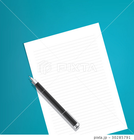 The pen is placed above the line paper on a blue 30285791
