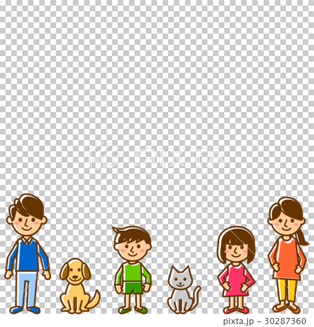 Family two generations horizontal row 30287360