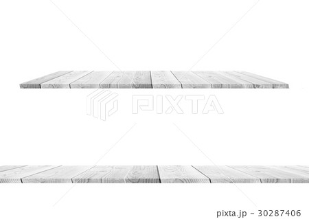 White wood table on white background for product White wood table on white background for product 30287406