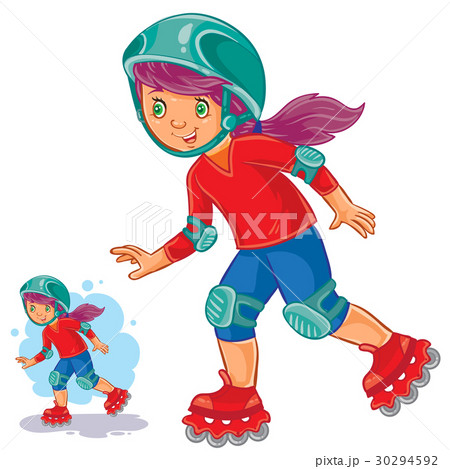 Vector illustration of girl rolls on roller skates 30294592
