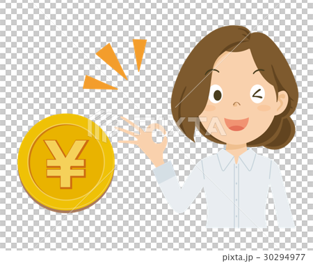 女性　副業　稼ぐ　お金　イラスト 30294977