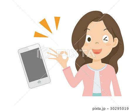 女性 スマホ スマートフォン イラストのイラスト素材