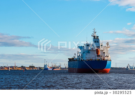 Blue cargo ship 30295525