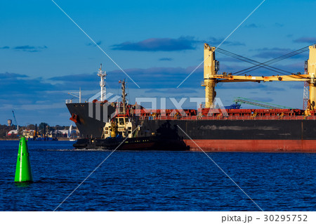 Black cargo ship mooring Black cargo ship mooring 30295752
